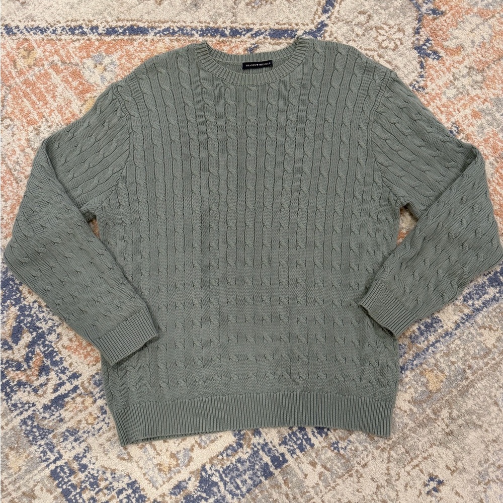 Brandy Melville Sage Green Cable Knit Sweater Oversized